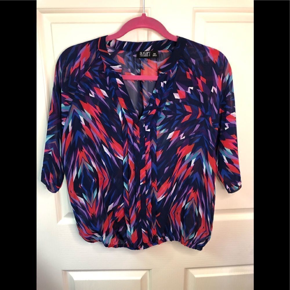 a.n.a bright colored blouse with elastic at the bottom